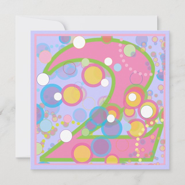 Colourful Bubbles 2nd Birthday Party Invitation (Front)