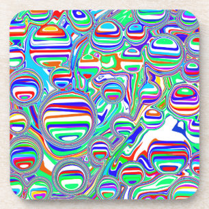 Colourful Bubbles Abstract Digital Art Coaster