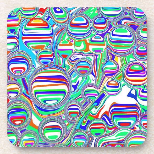 Colourful Bubbles Abstract Digital Art Coaster (Front)