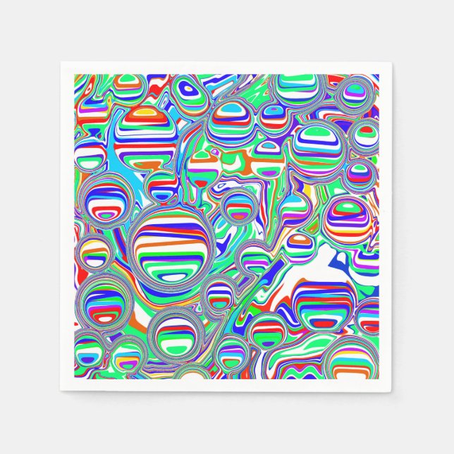 Colourful Bubbles Abstract Digital Art   Napkin (Front)