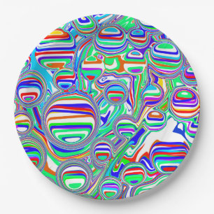 Colourful Bubbles Abstract Digital Art  Paper Plate