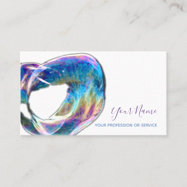 Colourful bubbles birthday planner and party busin business card (Front)