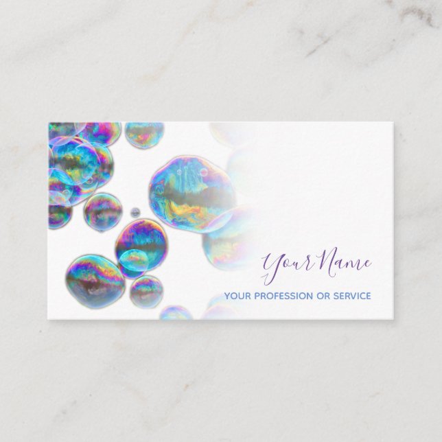 Colourful bubbles birthday planner and wedding business card (Front)
