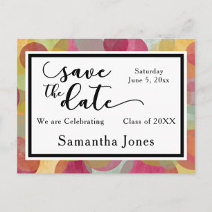 Colourful Bubbles Design: Graduation Save the Date Postcard