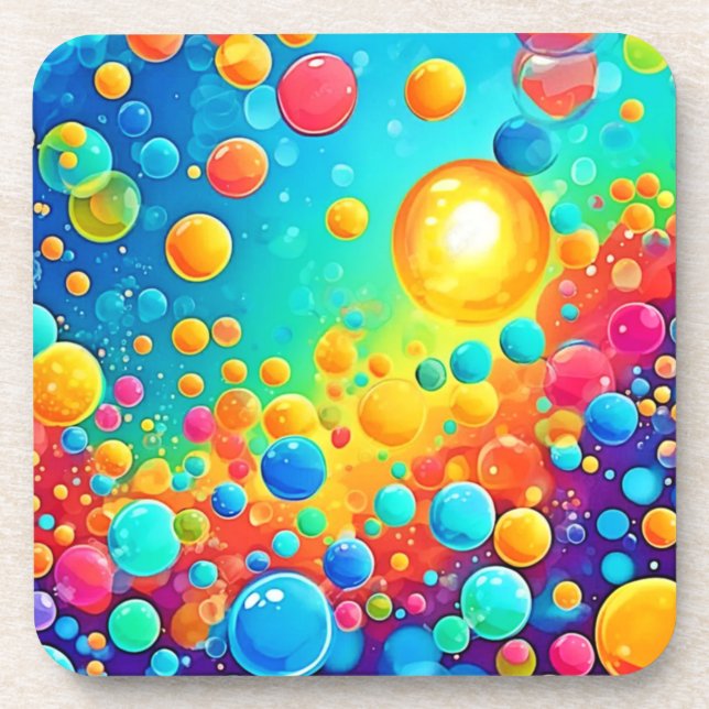 Colourful Bubbles Floating Art Coaster (Front)