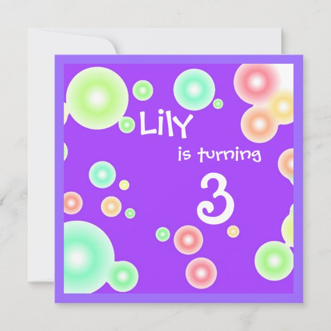 Colourful Bubbles Invitation (Front)