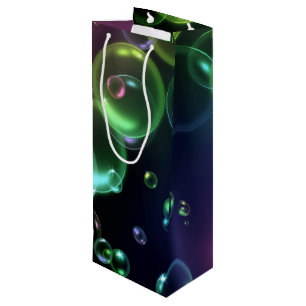 colourful bubbles on black wine gift bag