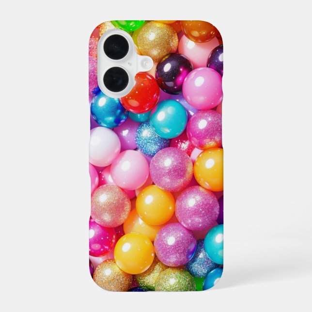 Colourful Bubbles Sparkling Pop Bead iPhone 16 Case (Back)