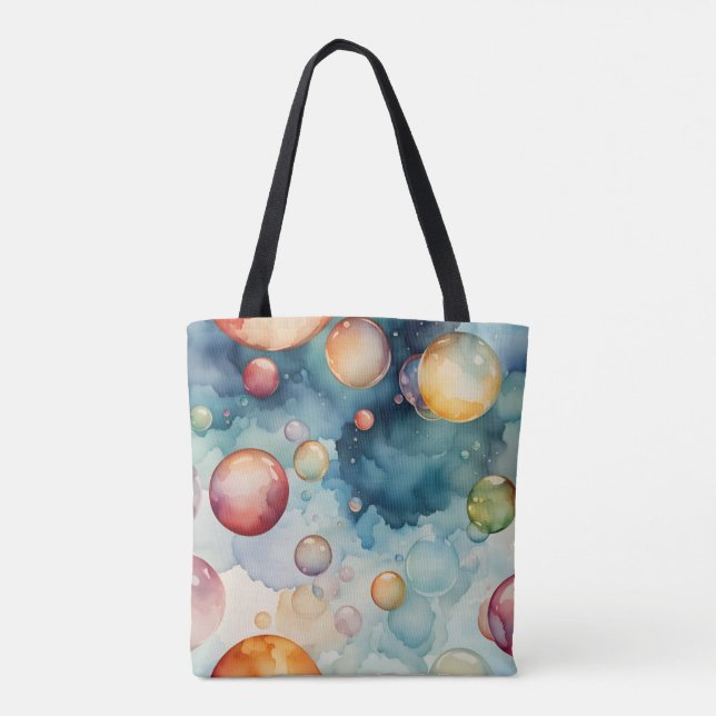 Colourful Bubbles Watercolor Art  Tote Bag (Back)