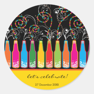 Colourful Bubbly Bottles Celebration Party Sticker