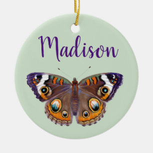 Colourful Buckeye Butterfly Wings Painting Ceramic Ornament