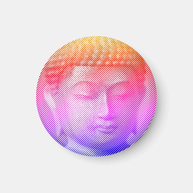 Colourful Buddha Face Statue Formed By Lines Magnet (Front)