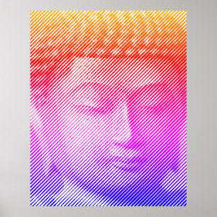Colourful Buddha Face Statue Formed By Lines Poster