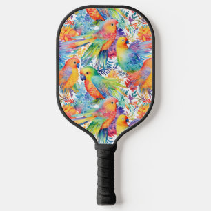 Colourful budgies pattern pickleball paddle