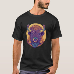 Colourful Buffalo Head Mandala Art T-Shirt