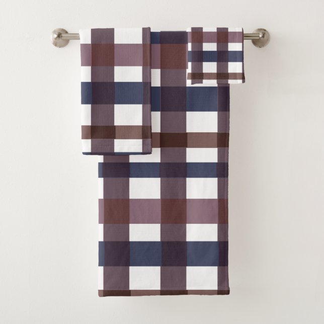 Colourful Buffalo Plaid Check Tartan Pattern Bath Towel Set (Insitu)