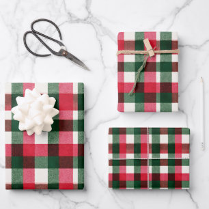 Colourful Buffalo Plaid Christmas Wrapping Paper Sheet