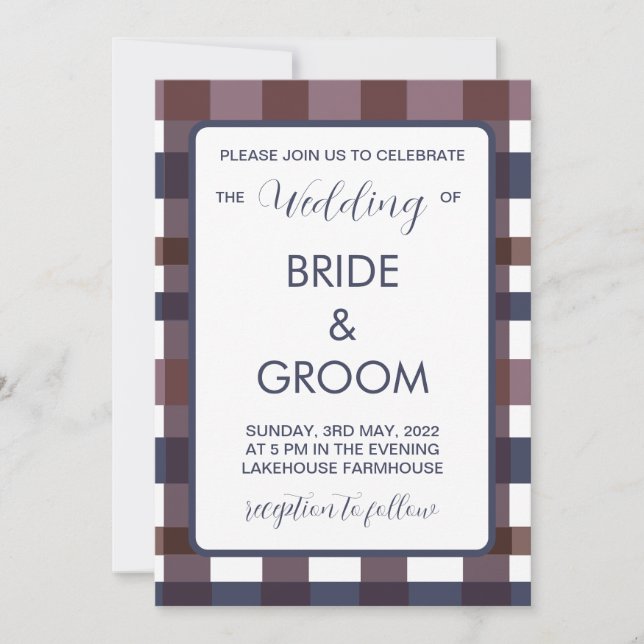 Colourful Buffalo Plaid Country Lumberjack Wedding Invitation (Front)
