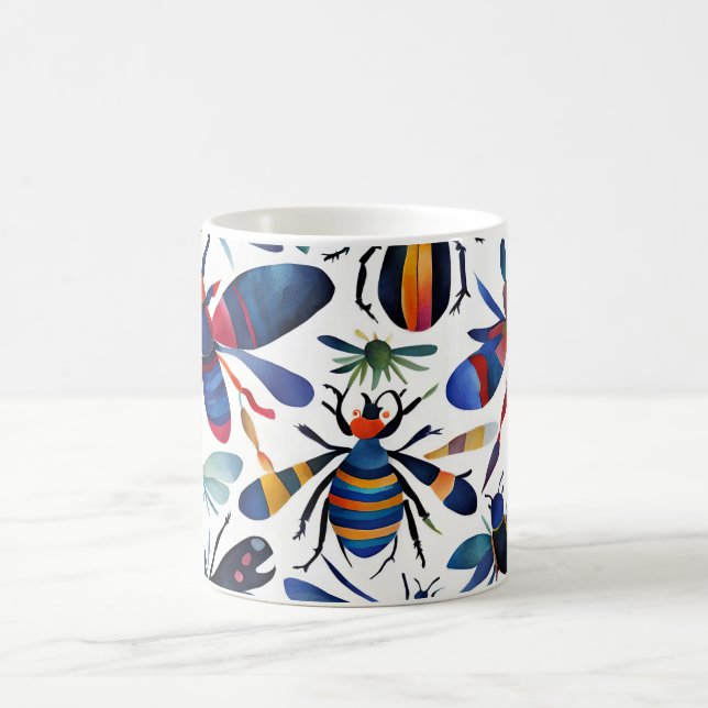 Colourful Bugs Whimsical Insects Art  Coffee Mug (Center)
