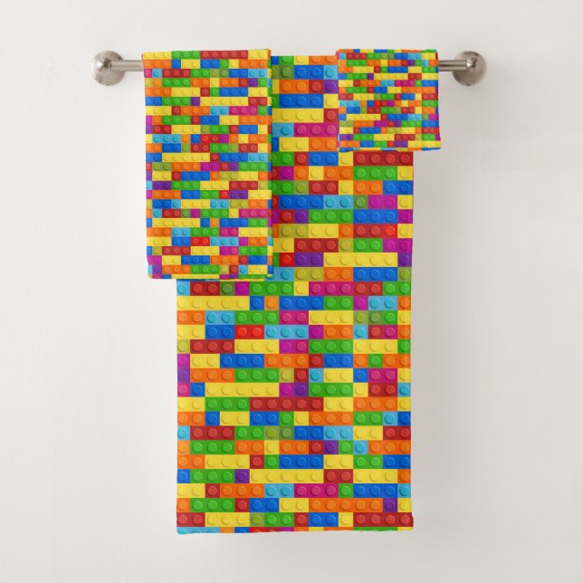 Colourful Building Block Pattern Bath Towel Set (Insitu)