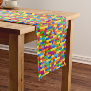 Colourful Building Block Pattern Medium Table Runner