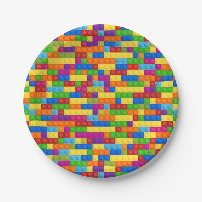 Colourful Building Block Pattern Paper Plate (Front)