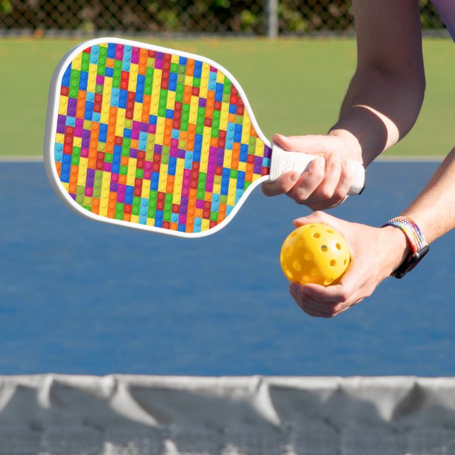 Colourful Building Block Pattern Pickleball Paddle (Insitu)