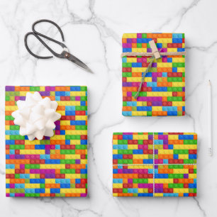 Colourful Building Block Pattern Wrapping Paper Sheet