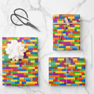 Colourful Building Block Pattern Wrapping Paper Sheet