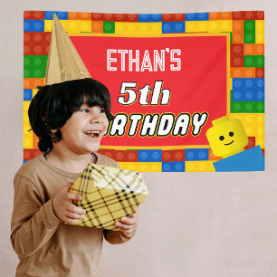 Colourful Building Blocks Birthday Backdrop Banner