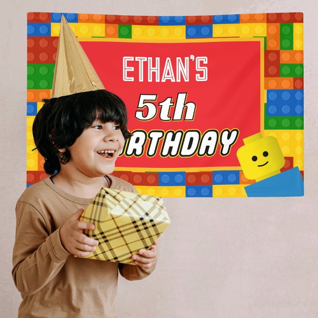 Colourful Building Blocks Birthday Backdrop Banner (Creator Uploaded)