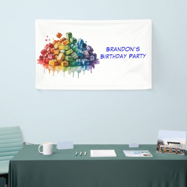 Colourful Building Blocks Birthday Party  Banner (Tradeshow)