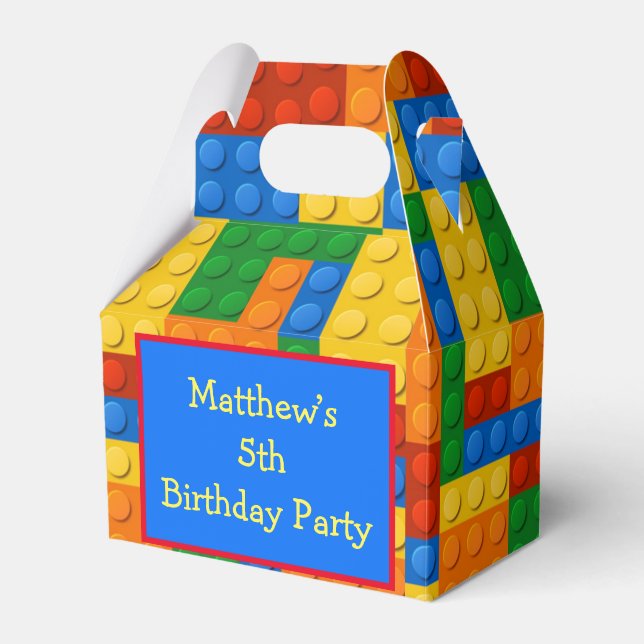Colourful Building Blocks Birthday Party Favour Box (Front Side)