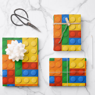 Colourful Building Blocks Birthday Wrapping Paper Sheet