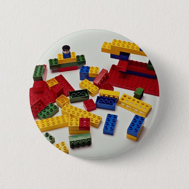 Colourful building blocks for kids 6 cm round badge (Front)