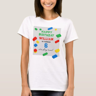 Colourful Building Blocks Kids Birthday Mum T-Shirt