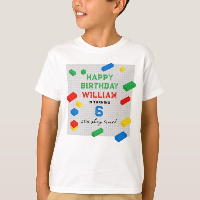 Colourful Building Blocks Kids Birthday  T-Shirt (Front)