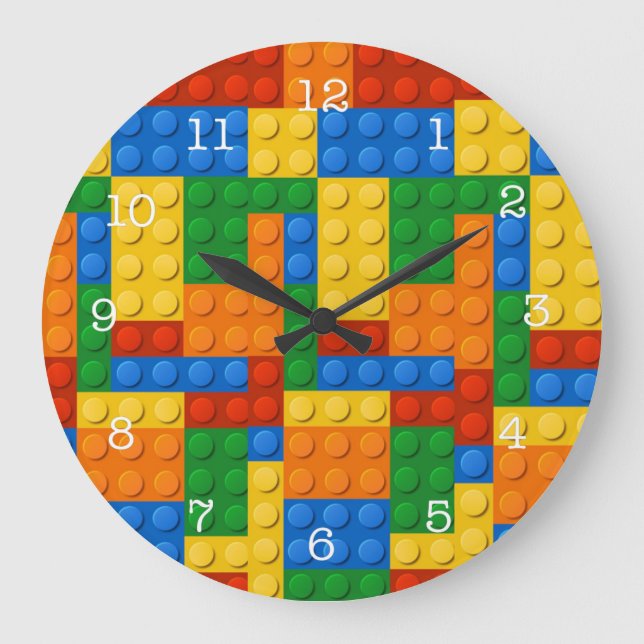 Colourful Building Blocks Large Clock (Front)