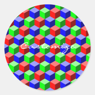 Colourful Building Blocks Thunder_Cove 3-D Classic Round Sticker