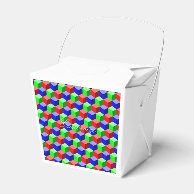 Colourful Building Blocks Thunder_Cove 3-D Favour Box (Front Side)