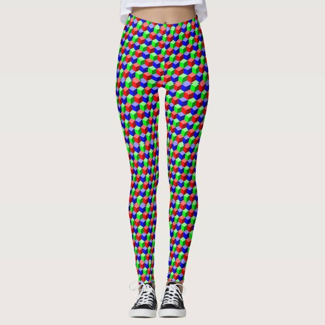 Colourful Building Blocks Thunder_Cove 3-D Leggings (Front)