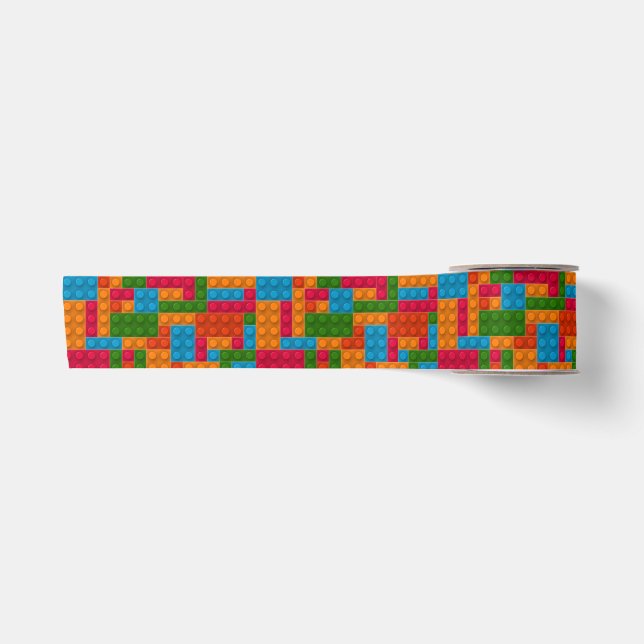 Colourful Building Brick Satin Ribbon (Front)