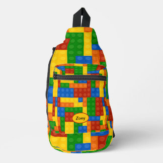Colourful Building Bricks Kids Personalised Sling Bag