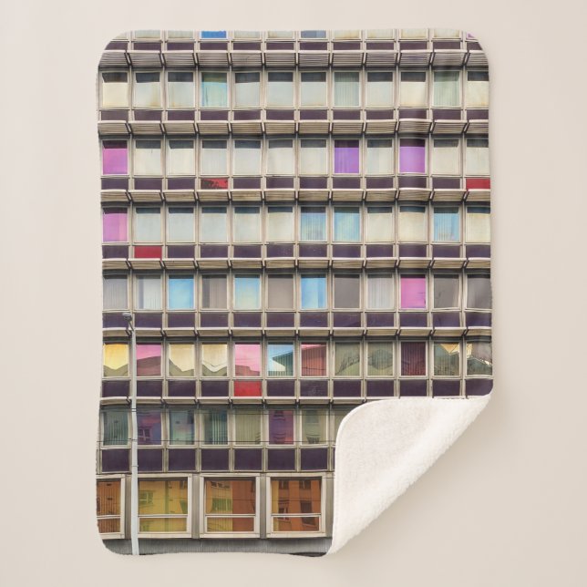 Colourful building sherpa blanket (Front)
