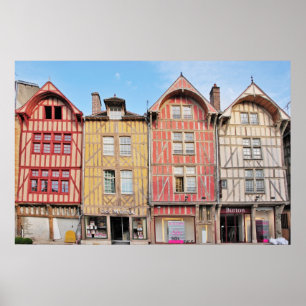 Colourful Buildings in Troyes France Poster