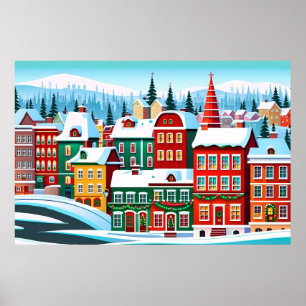 Colourful buildings poster