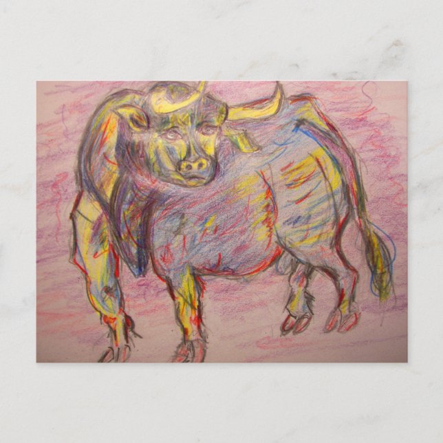 colourful bull pamplona postcard (Front)