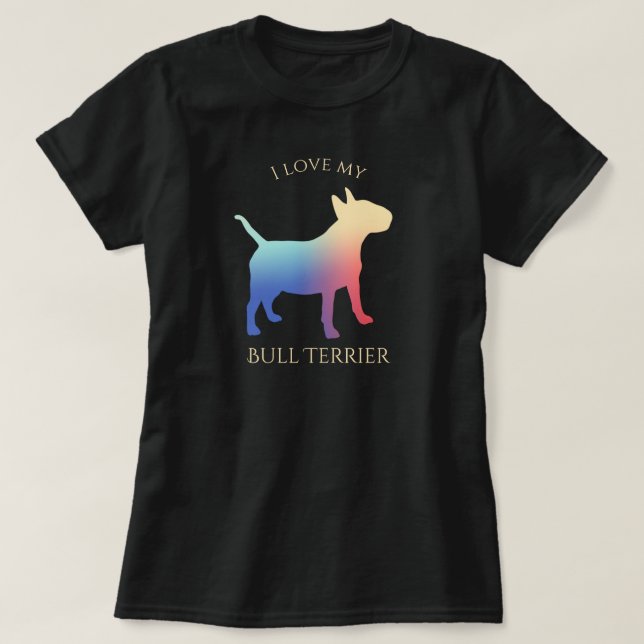 Colourful Bull Terrier Silhouette T-Shirt (Design Front)