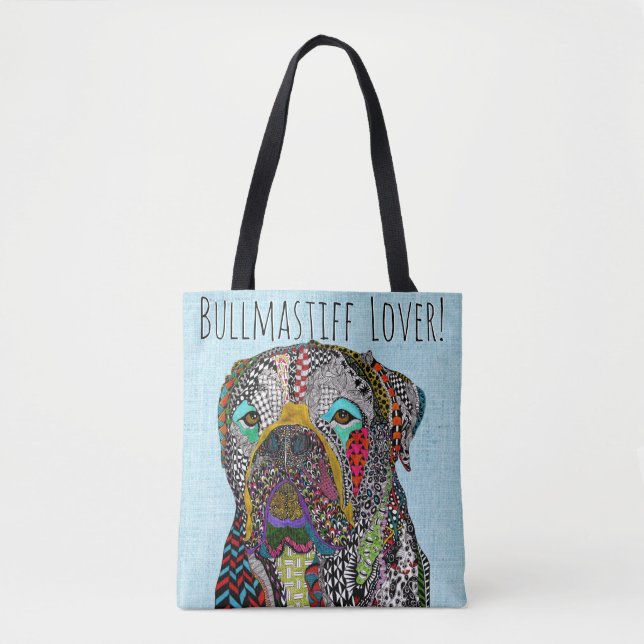Colourful Bullmastiff Lover Tote Bag (Front)