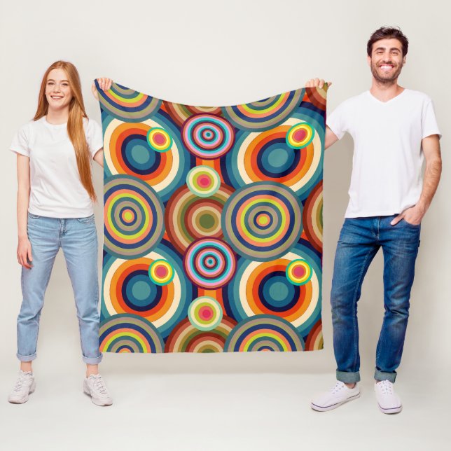 Colourful Bullseyes  Fleece Blanket (In Situ)